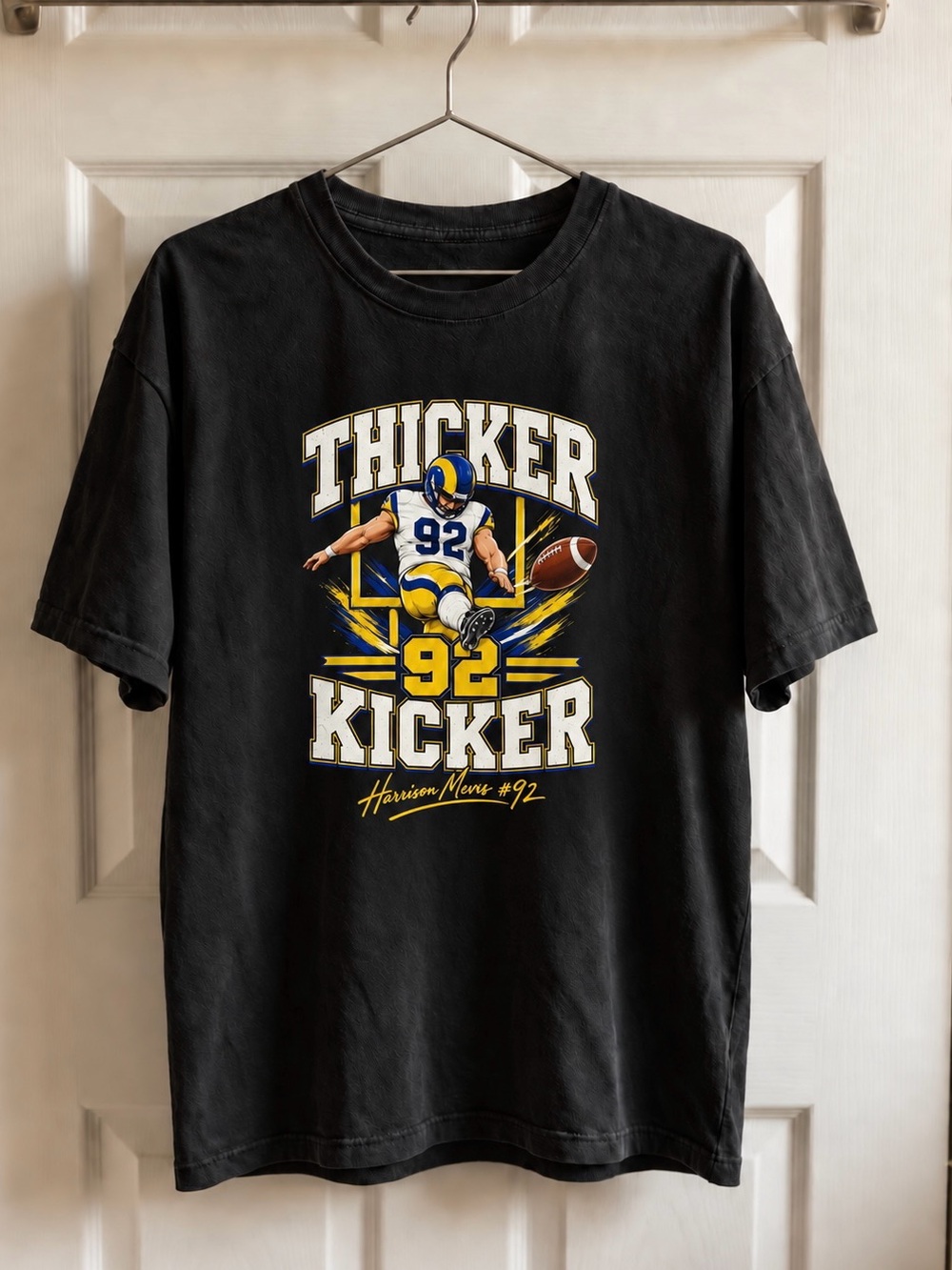 Thicker Kicker 92 Football Tailgate Sports Aesthetic  Black Gildan Reprint Tee